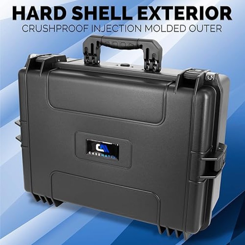 CASEMATIX WATERPROOF HARD SHELL TRAVEL CASE FOR PS5 CONSOLE, CONTROLLERS ACCESSORIES, CUSTOM FOAM