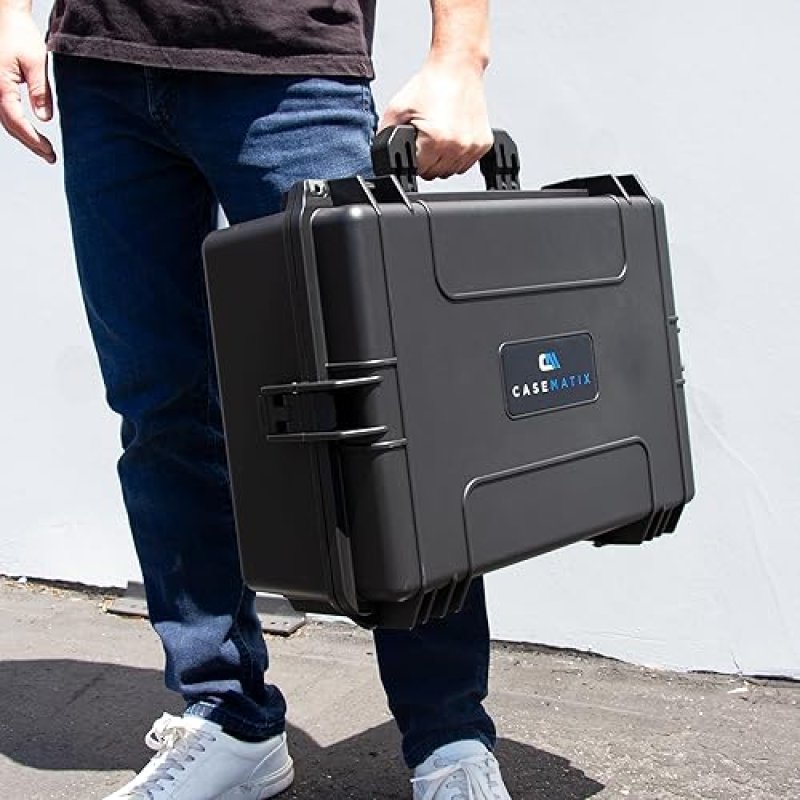 CASEMATIX WATERPROOF HARD SHELL TRAVEL CASE FOR PS5 CONSOLE, CONTROLLERS ACCESSORIES, CUSTOM FOAM