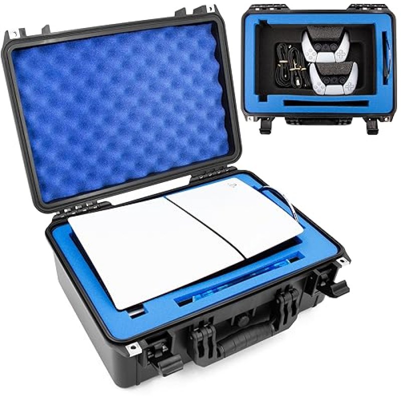 CASEMATIX HARD TRAVEL CASE FOR PS5 SLIM DIGITAL EDITION WATERPROOF SHELL WITH CUSTOM FOAM INSERT