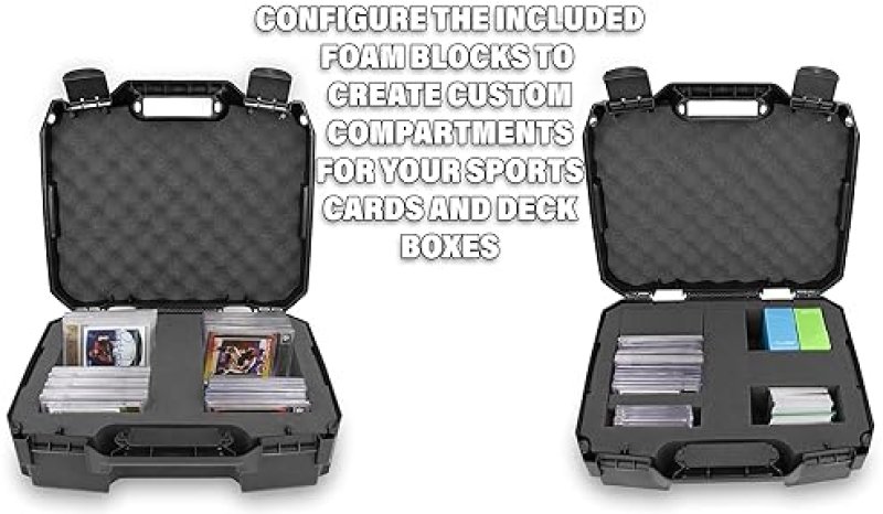 CASEMATIX GRADED CARD CASE FOR 60 PSA BGS SGC SPORTS TRADING CARDS, RUGGED STORAGE BOX WITH FOAM