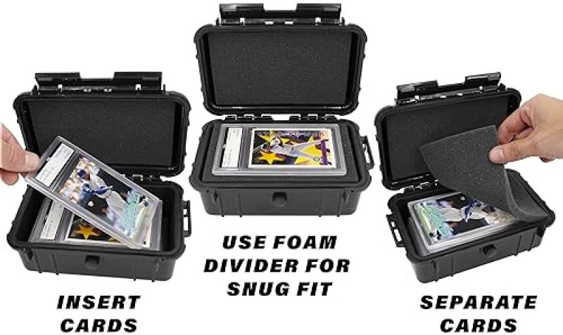 CASEMATIX WATERPROOF GRADED CARD CASE FOR 6 BGS, 8 PSA, FGS SPORTS TRADING CARDS WITH FOAM INSERTS
