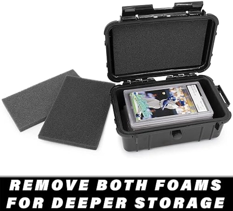 CASEMATIX WATERPROOF GRADED CARD CASE FOR 6 BGS, 8 PSA, FGS SPORTS TRADING CARDS WITH FOAM INSERTS