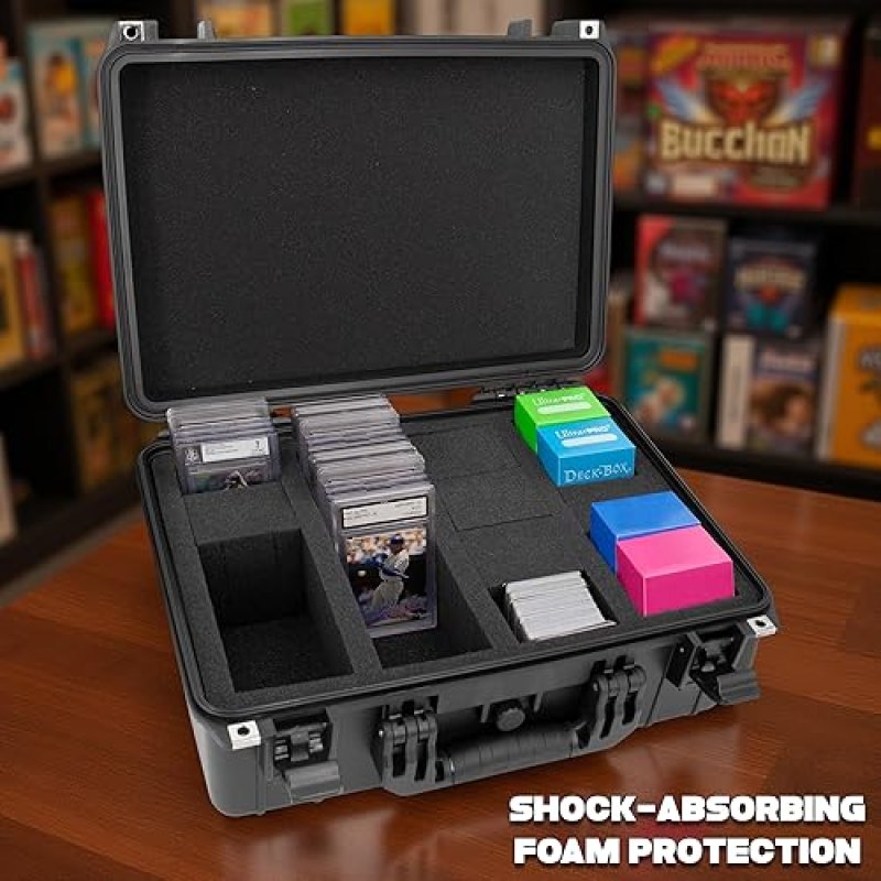 CASEMATIX PRO GRADED CARD CASE FOR 120 PSA BGS SPORTS CARDS, WATERPROOF STORAGE BOX WITH FOAM