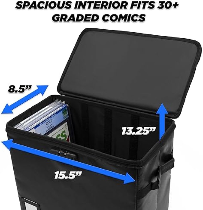 CASEMATIX FIRE-RESISTANT GRADED COMIC BOOK STORAGE CASE FITS 30 CGC COMICS, HARD SHELL BOX WITH DIVIDERS LOCK