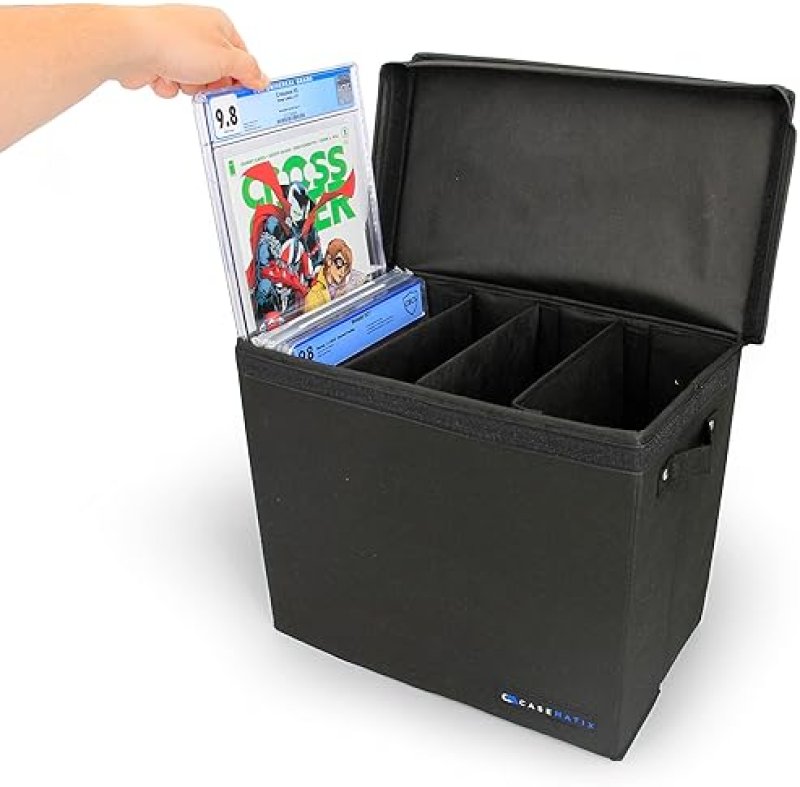 CASEMATIX GRADED COMIC BOOK STORAGE CASE FITS 28 CGC COMICS, LIGHTWEIGHT BIN WITH 3 DIVIDERS