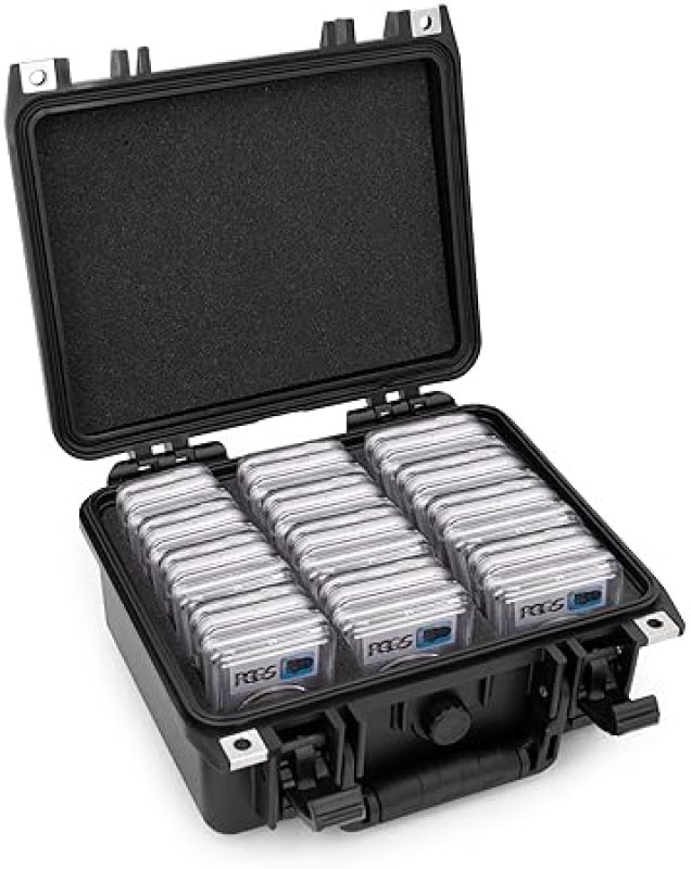 CASEMATIX WATERPROOF GRADED COIN CASE FOR 40 PCGS NGC SLABS, CUSTOM FOAM COIN STORAGE BOX FOR COLLECTORS