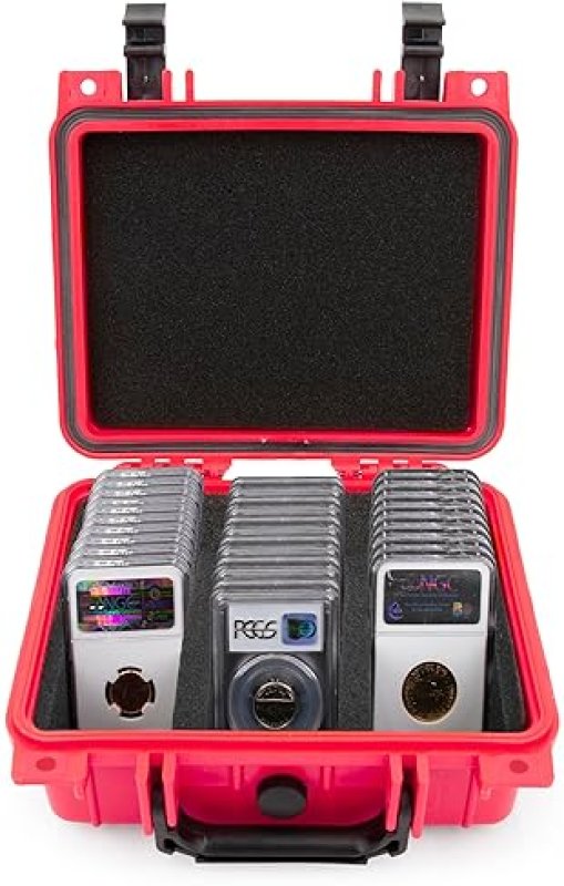 CASEMATIX GRADED COIN CASE FITS 40 PCGS NGC SLABS, WATERPROOF STORAGE BOX WITH FOAM, RED