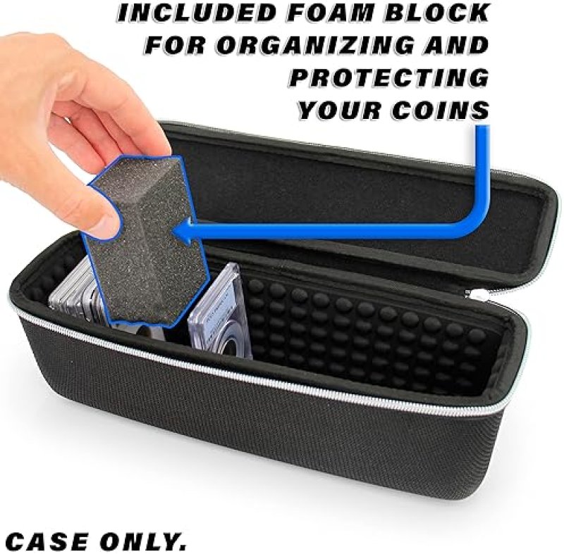 CASEMATIX GRADED COIN STORAGE BOX FITS 25 NGC PCGS HOLDERS, SCRATCH-RESISTANT CASE FOR COLLECTORS