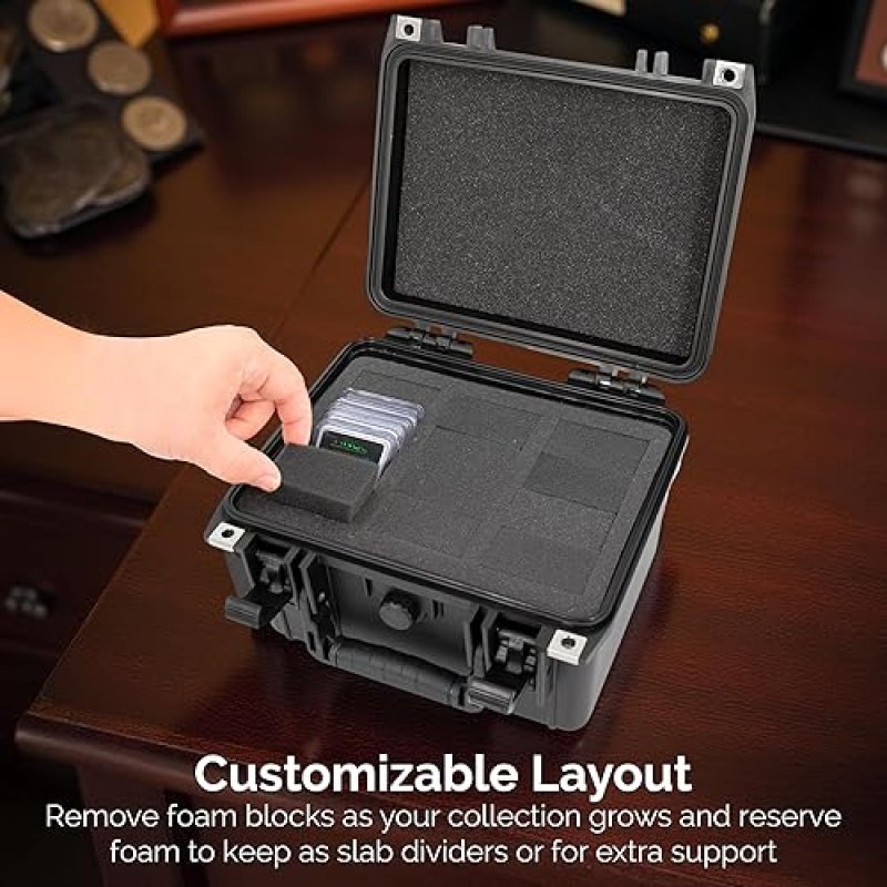 CASEMATIX WATERPROOF GRADED COIN CASE FOR 50 PCGS NGC COINS, CUSTOM HOLDER SUPPLIES COMPARTMENT