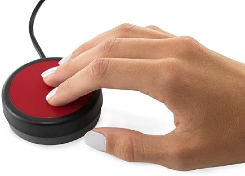 RAILDRIVER X-KEYS ONE BUTTON SWITCH, RED, TACTILE FEEL, 12FT CABLE, WIRED 3.5MM PLUG, 2.5 MODEL