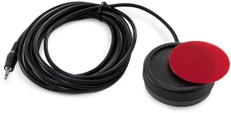 RAILDRIVER X-KEYS ONE BUTTON SWITCH, RED, TACTILE FEEL, 12FT CABLE, WIRED 3.5MM PLUG, 2.5 MODEL