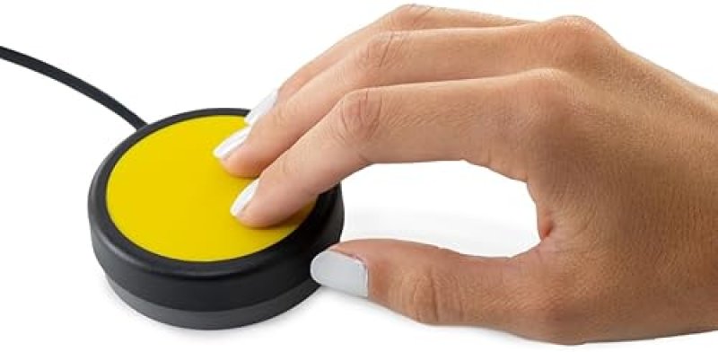 RAILDRIVER X-KEYS ONE BUTTON SWITCH WITH 3.5MM PLUG, 12FT CABLE, YELLOW, WIRED, ADAPTIVE ACCESSORY