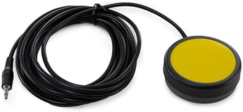 RAILDRIVER X-KEYS ONE BUTTON SWITCH WITH 3.5MM PLUG, 12FT CABLE, YELLOW, WIRED, ADAPTIVE ACCESSORY