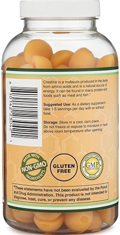 DOUBLE WOOD SUPPLEMENTS CREATINE MONOHYDRATE GUMMIES 1G 120 VEGAN, NON-GMO, GLUTEN-FREE, FILLER-FREE BY DOUBLE WOOD