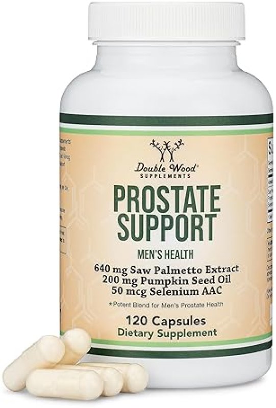 DOUBLE WOOD SUPPLEMENTS PROSTATE SUPPORT SUPPLEMENT FOR MEN SAW PALMETTO, PUMPKIN SEED OIL, SELENIUM 120 CAPSULES