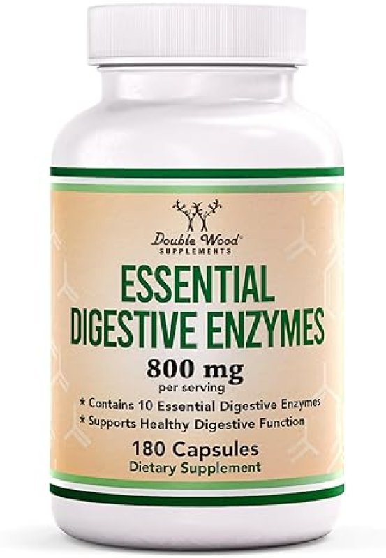 DOUBLE WOOD SUPPLEMENTS DIGESTIVE ENZYMES 800MG 10 ESSENTIAL ENZYMES BLEND FOR GUT HEALTH DIGESTION