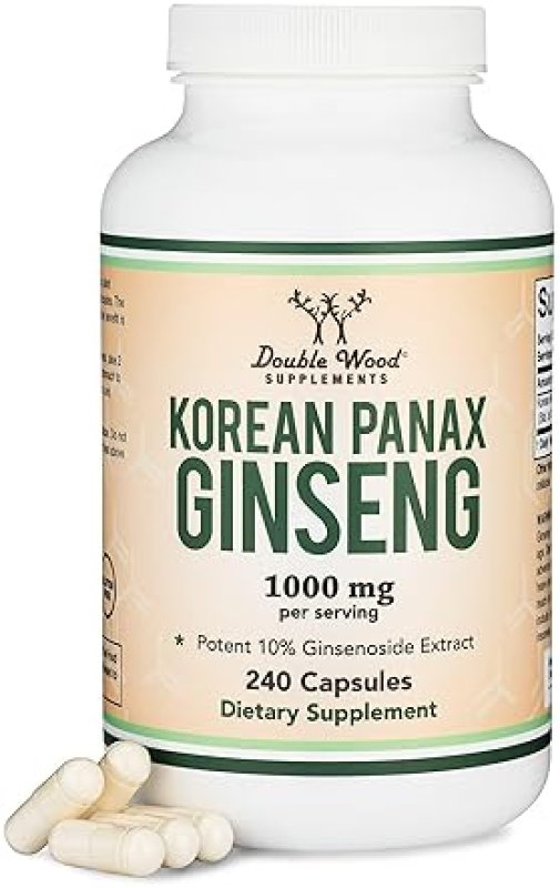 DOUBLE WOOD SUPPLEMENTS KOREAN RED GINSENG CAPSULES 1000MG 240 VEGAN, 4-MONTH SUPPLY FOR ENERGY, MOOD FOCUS SUPPORT
