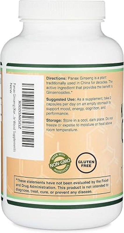 DOUBLE WOOD SUPPLEMENTS KOREAN RED GINSENG CAPSULES 1000MG 240 VEGAN, 4-MONTH SUPPLY FOR ENERGY, MOOD FOCUS SUPPORT