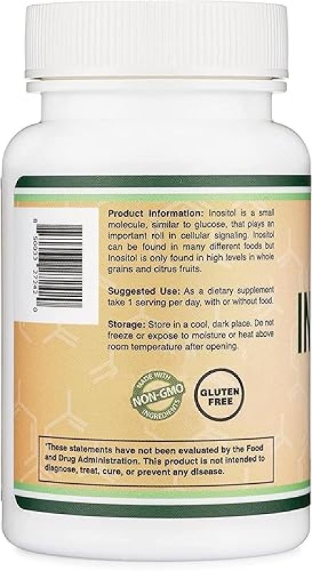 DOUBLE WOOD SUPPLEMENTS  MYO-INOSITOL CAPSULES 1000MG FOR WOMEN 60 VEGAN, GLUTEN-FREE, FILLER-FREE BY DOUBLE WOOD