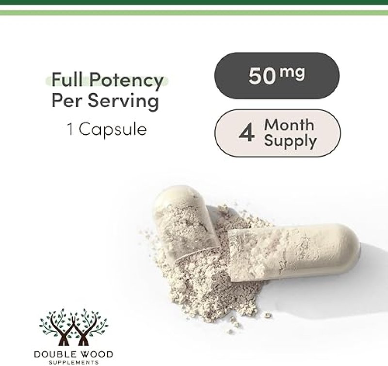 DOUBLE WOOD SUPPLEMENTS KANNA EXTRACT SUPPLEMENT 50MG 120 VEGAN CAPSULES FOR RELAXATION NON-GMO, GLUTEN FREE