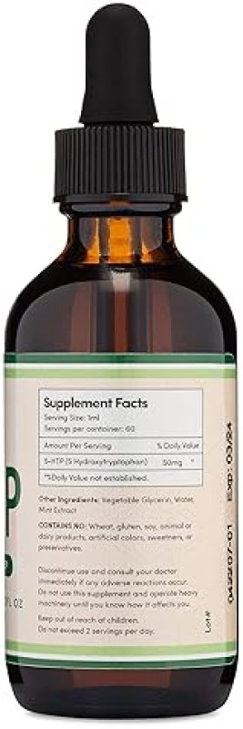 DOUBLE WOOD SUPPLEMENTS 5-HTP LIQUID DROPS 50MG FAST-ABSORBING SEROTONIN SUPPLEMENT FOR MOOD, SLEEP RELAXATION, 60 SERVINGS