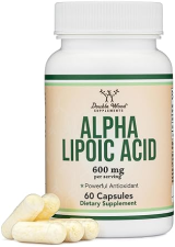 DOUBLE WOOD SUPPLEMENTS ALPHA LIPOIC ACID 600MG, 60 VEGAN CAPSULES POTENT ANTIOXIDANT FOR NEUROPATHY HEART HEALTH
