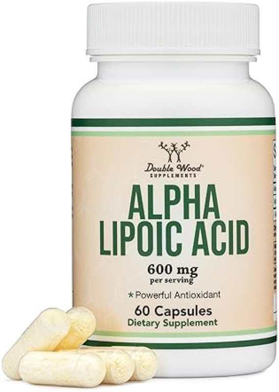 DOUBLE WOOD SUPPLEMENTS ALPHA LIPOIC ACID 600MG, 60 VEGAN CAPSULES POTENT ANTIOXIDANT FOR NEUROPATHY HEART HEALTH