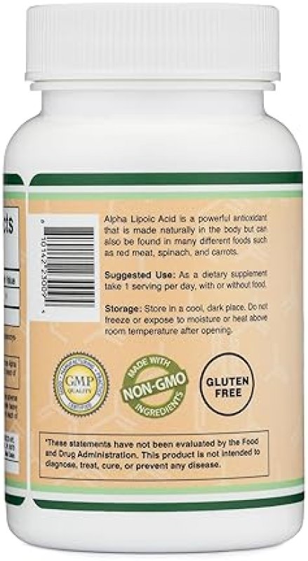 DOUBLE WOOD SUPPLEMENTS ALPHA LIPOIC ACID 600MG, 60 VEGAN CAPSULES POTENT ANTIOXIDANT FOR NEUROPATHY HEART HEALTH