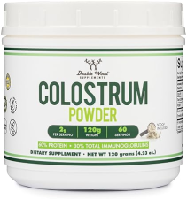 DOUBLE WOOD SUPPLEMENTS BOVINE COLOSTRUM POWDER FOR GUT, IMMUNE, SKIN HAIR HEALTH 120G, 60 DAYS, 30 IMMUNOGLOBULINS