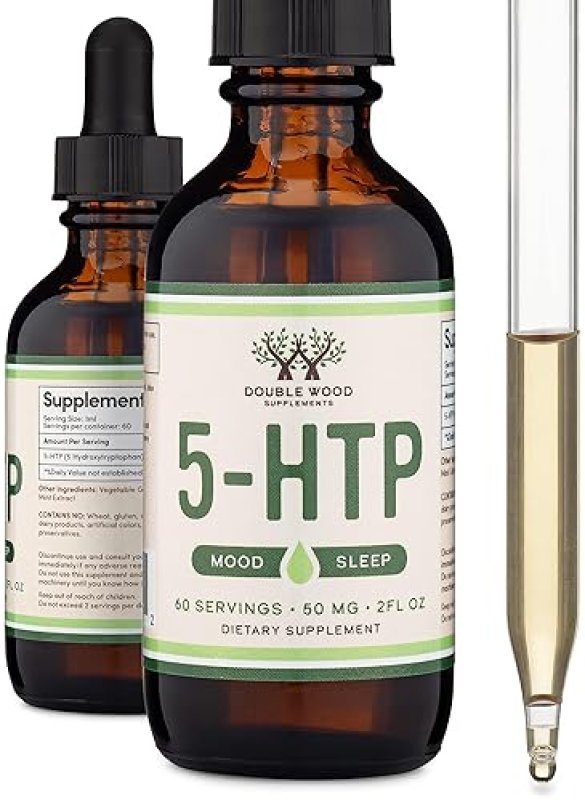 DOUBLE WOOD SUPPLEMENTS 5-HTP LIQUID DROPS 50MG FAST ABSORPTION SEROTONIN SUPPLEMENT FOR MOOD SLEEP, 60 SERVINGS