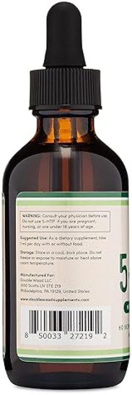 DOUBLE WOOD SUPPLEMENTS 5-HTP LIQUID DROPS 50MG FAST ABSORPTION SEROTONIN SUPPLEMENT FOR MOOD SLEEP, 60 SERVINGS