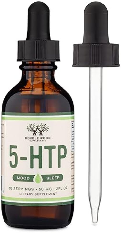 DOUBLE WOOD SUPPLEMENTS 5-HTP LIQUID DROPS 50MG FAST ABSORPTION SEROTONIN SUPPLEMENT FOR MOOD SLEEP, 60 SERVINGS