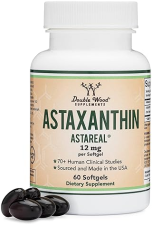 DOUBLE WOOD SUPPLEMENTS ASTAXANTHIN 12MG MAX STRENGTH PATENTED ASTAREAL , CLINICALLY TESTED, MADE IN USA