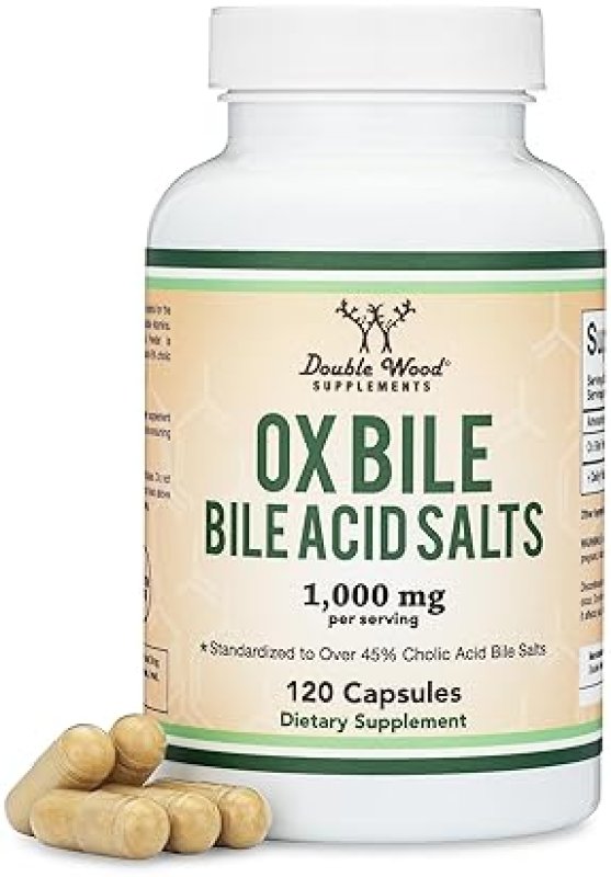 DOUBLE WOOD SUPPLEMENTS OX BILE SUPPLEMENT 1000MG 120 CAPSULES 45 CHOLIC ACID GALLBLADDER SUPPORT DOUBLE WOOD