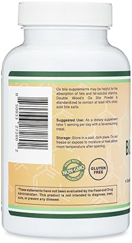 DOUBLE WOOD SUPPLEMENTS OX BILE SUPPLEMENT 1000MG 120 CAPSULES 45 CHOLIC ACID GALLBLADDER SUPPORT DOUBLE WOOD