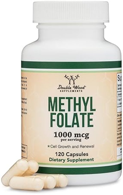 DOUBLE WOOD SUPPLEMENTS METHYLFOLATE 1,000MCG - 120 VEGAN CAPSULES ACTIVE METHYL FOLATE SUPPLEMENT, NON-GMO, TESTED