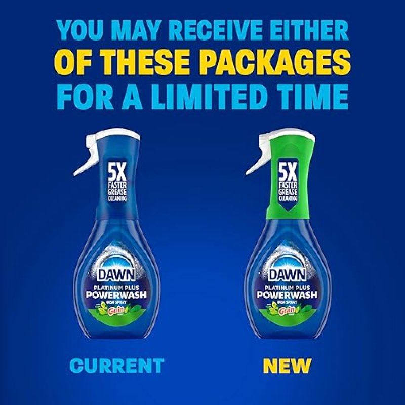 DAWN POWERWASH DISH SPRAY STARTER KIT 3 GAIN ORIGINAL REFILLS, 64 FL OZ TOTAL, LIQUID SOAP