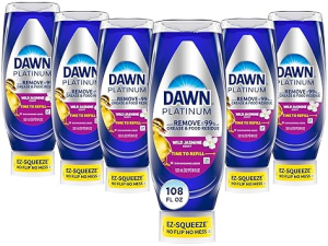DAWN PLATINUM EZ-SQUEEZE WILD JASMINE DISH SOAP, GREASE REMOVAL, 6 PACK, 18 FL OZ BOTTLES