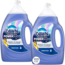 DAWN PLATINUM PLUS POWERSUDS DISH SOAP, FRESH RAIN SCENT, 51.5 FL OZ, 2-PACK DISHWASHING LIQUID
