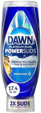 DAWN PLATINUM PLUS POWERSUDS LIQUID DISH SOAP, 17.4 OZ EZ-SQUEEZE BOTTLE, GREASE FIGHTING CLEANER