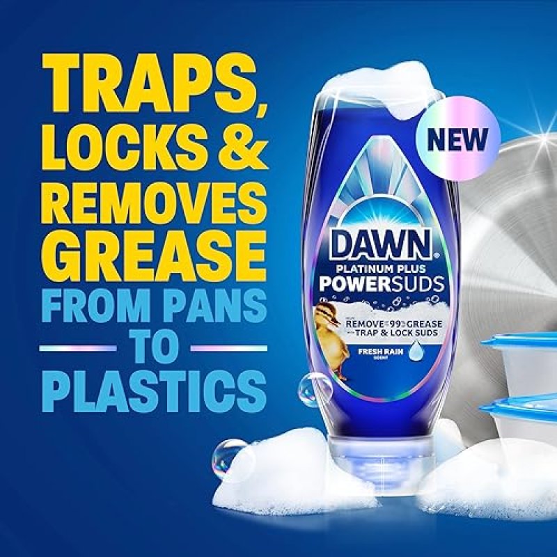 DAWN PLATINUM PLUS POWERSUDS LIQUID DISH SOAP, 38OZ BOTTLE POWERFUL GREASE CLEANING FORMULA