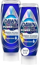 DAWN PLATINUM PLUS POWERSUDS EZ-SQUEEZE DISH SOAP, FRESH RAIN SCENT, 2 X 17.4OZ, GREASE REMOVAL