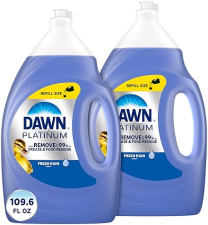 DAWN PLATINUM DISHWASHING LIQUID, GREASE REMOVAL SOAP, FRESH RAIN SCENT, 2 PACK 54.8OZ EACH