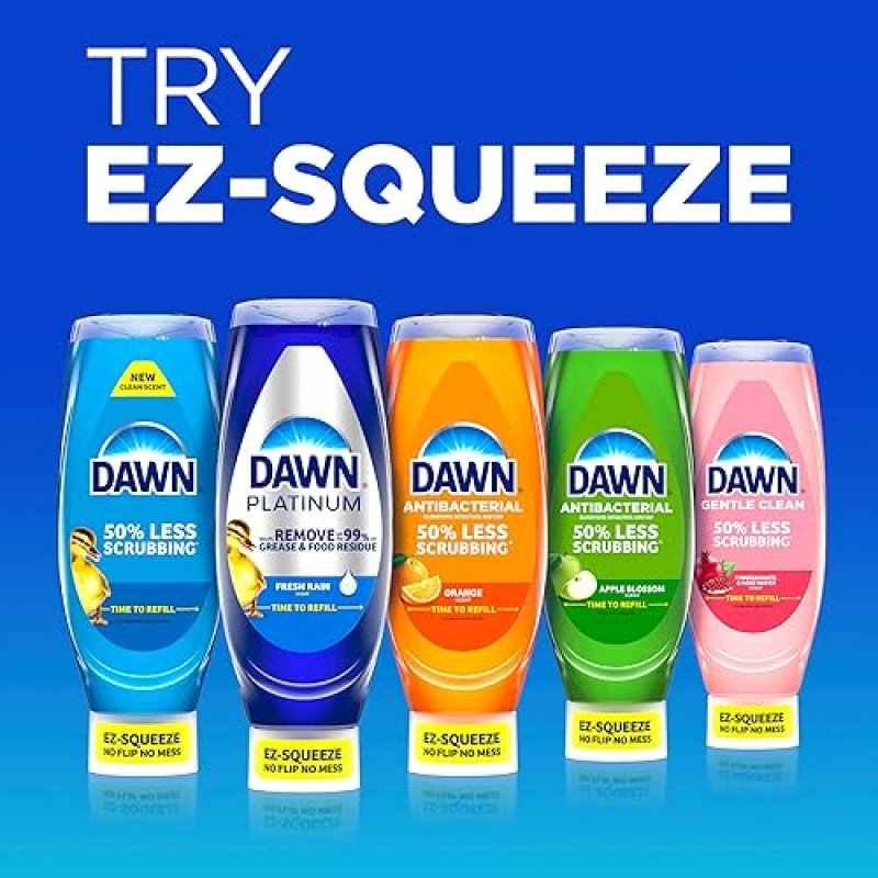 DAWN PLATINUM EZ-SQUEEZE DISH SOAP, GREASE REMOVAL, WILD JASMINE, 18OZ, 6-PACK BUNDLE