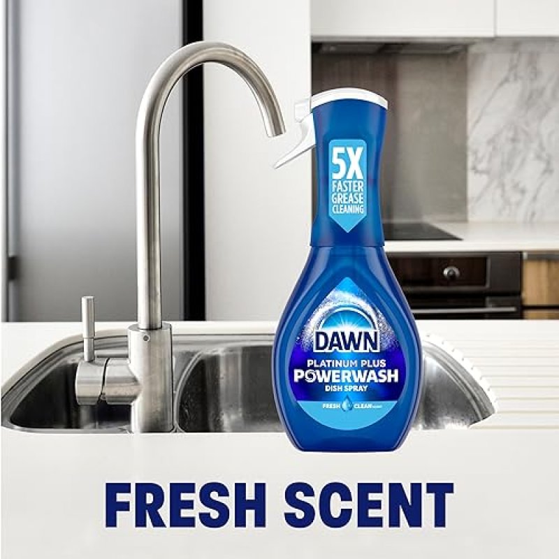 DAWN PLATINUM POWERWASH DISH SPRAY, FRESH SCENT DISH SOAP, 16 FL OZ, FAST GREASE CLEANING