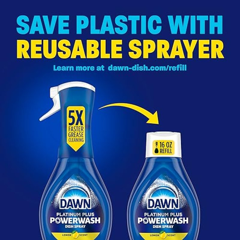 DAWN POWERWASH LEMON DISH SPRAY STARTER KIT, 16 FL OZ EASY GREASE-FIGHTING DISH SOAP
