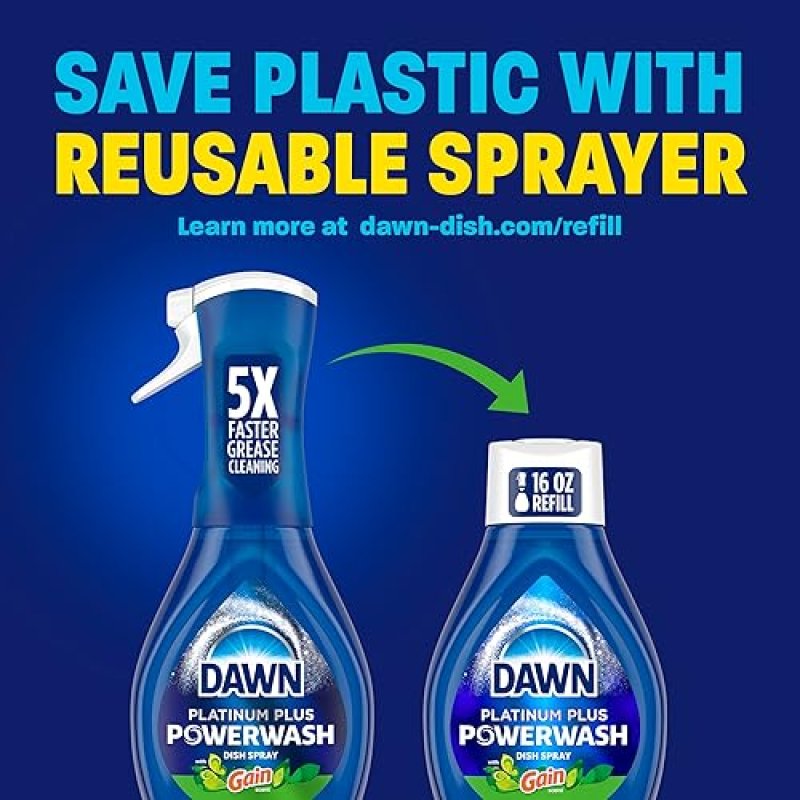 DAWN POWERWASH DISH SPRAY STARTER KIT, GAIN ORIGINAL SCENT, 16 FL OZ FAST CLEANING DISH SOAP
