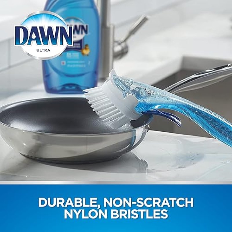 DAWN NO-DRIP FILLABLE DISH BRUSH FOR EASY CLEANING, REFILLABLE SOAP DISPENSER KITCHEN SCRUBBER