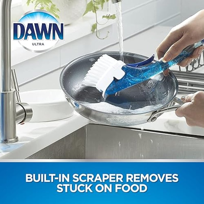 DAWN NO-DRIP FILLABLE DISH BRUSH FOR EASY CLEANING, REFILLABLE SOAP DISPENSER KITCHEN SCRUBBER