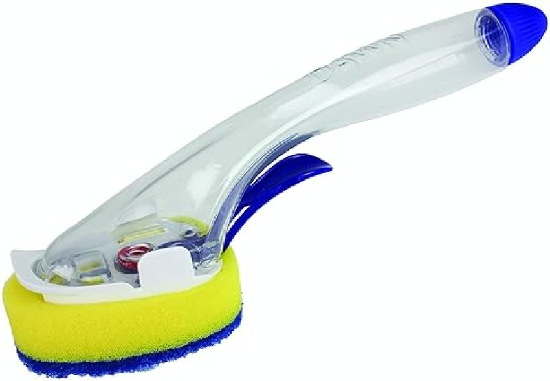 DAWN NO-DRIP FILLABLE DISHWAND, NON-SCRATCH SPONGE, CLEAR HANDLE, REFILLABLE SOAP DISPENSER